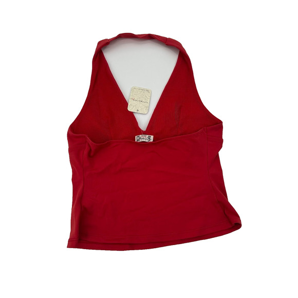 Free People Still Here Halter Cami Top Red Cropped Flirty Going Out Size XS NWT - Picture 5 of 6